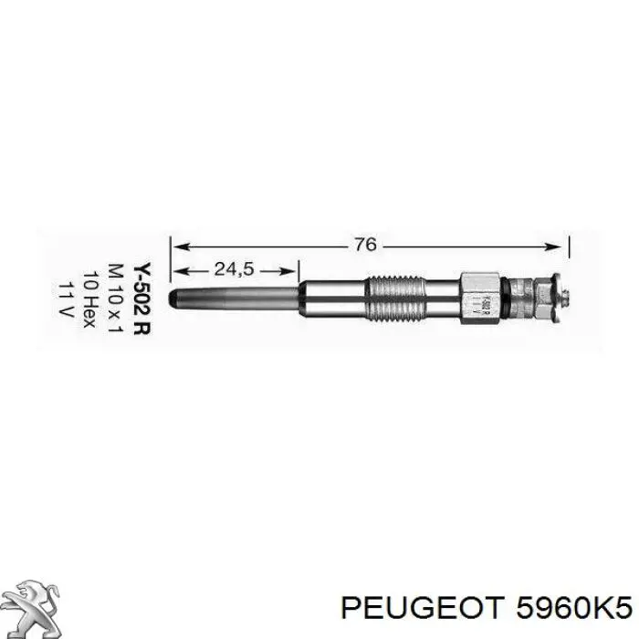 5960K5 Peugeot/Citroen bujía de precalentamiento
