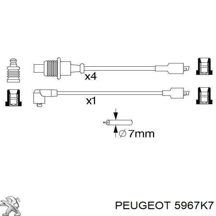 5967K7 Peugeot/Citroen cables de bujías