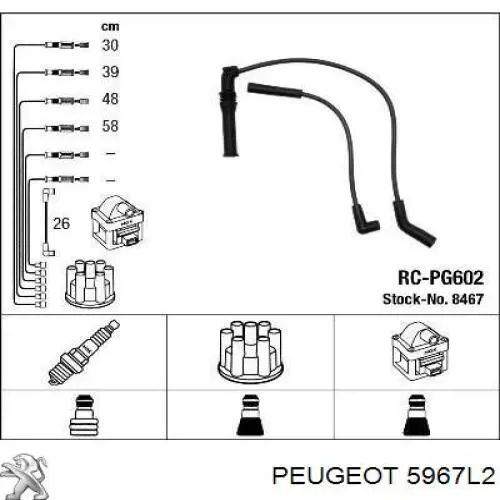 5967L2 Peugeot/Citroen juego de cables de encendido