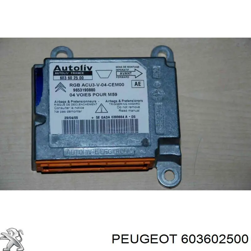 Módulo de control de airbag Peugeot/Citroen 603602500