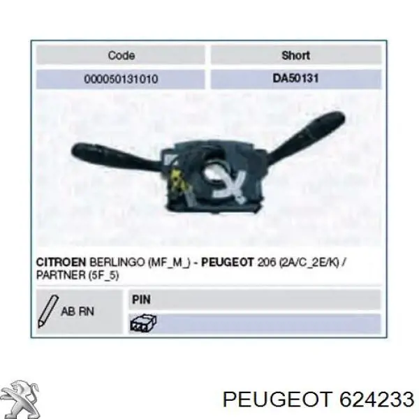 Comprar 624233 Peugeot/Citroen Conmutador columna dirección