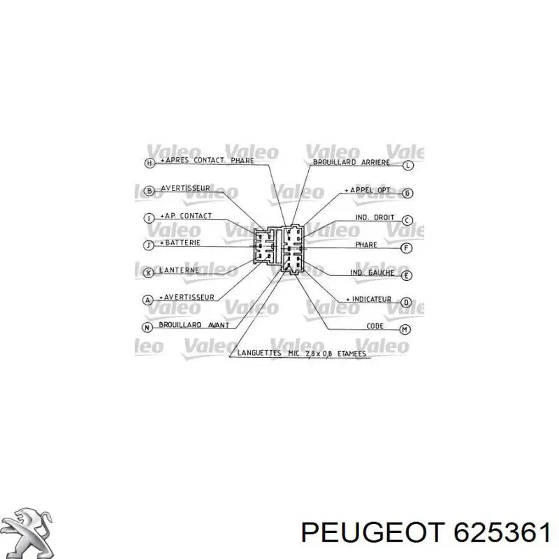 625361 Peugeot/Citroen Conmutador izquierdo de la columna de dirección