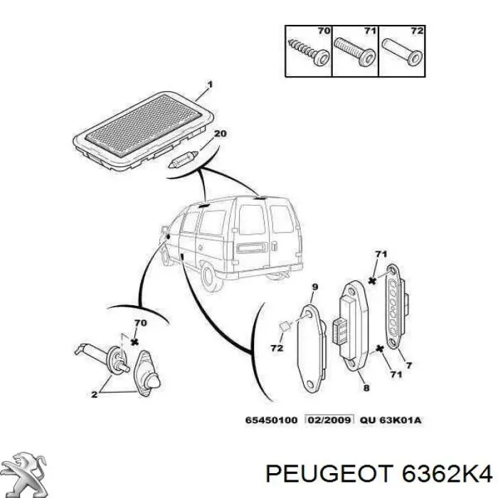 6362K4 Peugeot/Citroen luz interior (cabina)