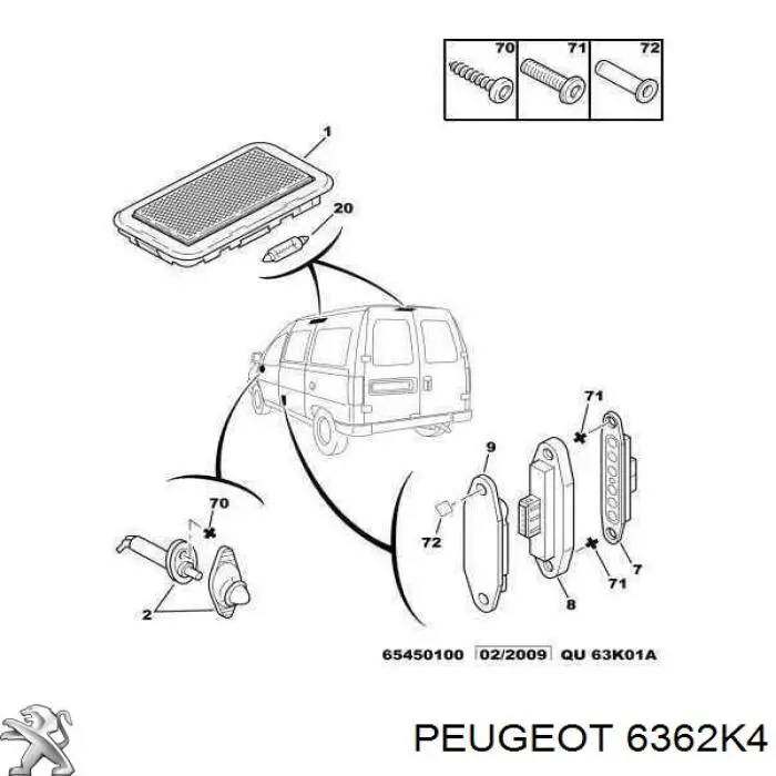 Luz interior (cabina) para Citroen Jumpy (BS, BT, BY, BZ)