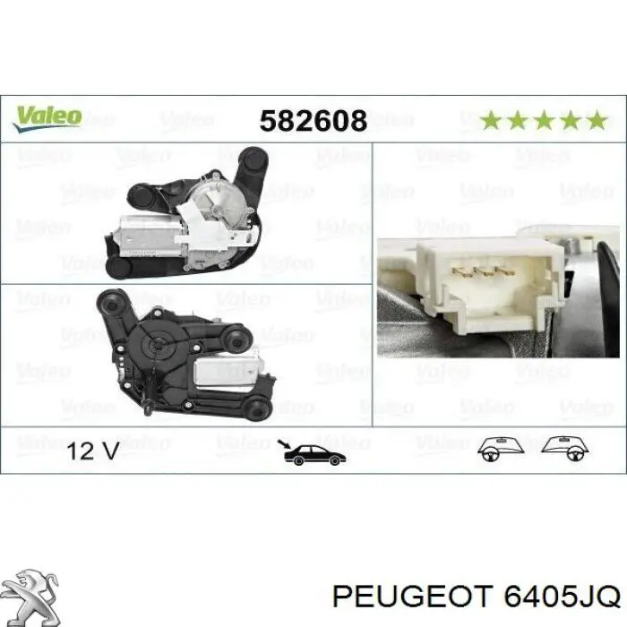 6405JQ Peugeot/Citroen Motor del limpiaparabrisas trasero