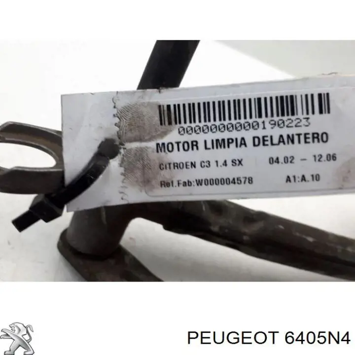 Motor limpiaparabrisas, trasera 6405N4 Peugeot/Citroen
