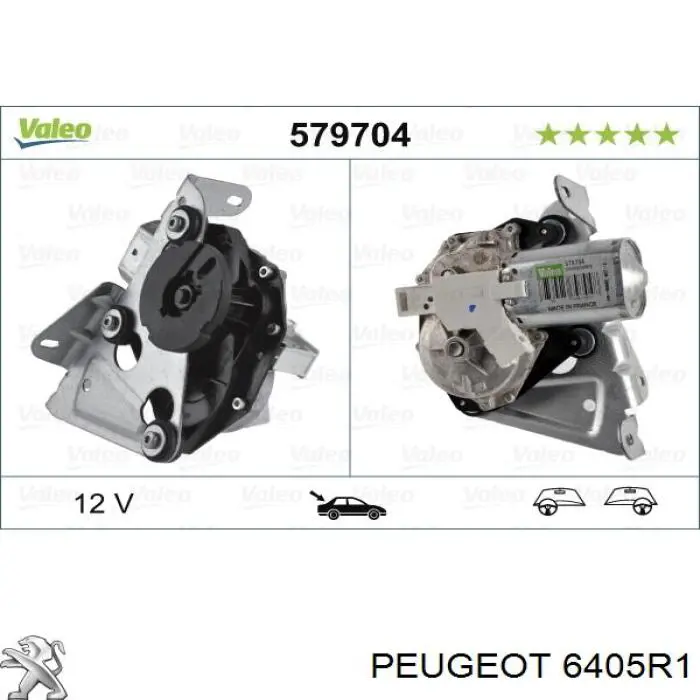 6405R1 Peugeot/Citroen motor limpiaparabrisas, trasera