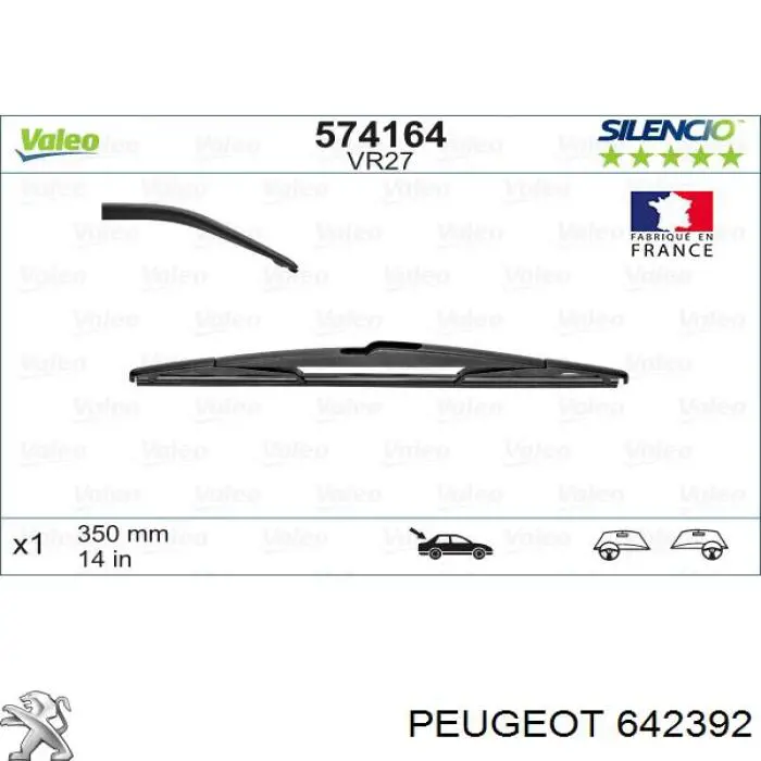Escobilla del limpiaparabrisas trasero Peugeot/Citroen 642392 precio, desde 6,26 EUR
