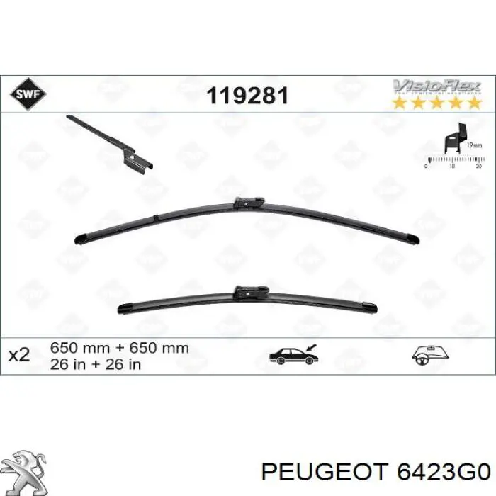 6423G0 Peugeot/Citroen limpiaparabrisas de luna delantera conductor