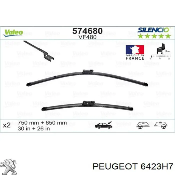 Comprar 6423H7 Peugeot/Citroen Limpiaparabrisas traseros