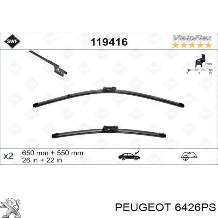 Escobilla del limpiaparabrisas del lado del pasajero Peugeot/Citroen 6426PS precio, desde  