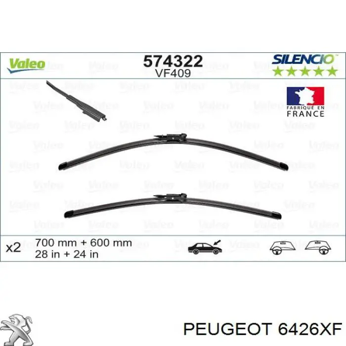 Escobilla del limpiaparabrisas del lado del conductor Peugeot/Citroen 6426XF precio, desde 13,96 EUR