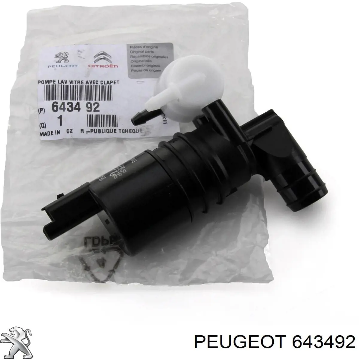 Bomba de agua limpiaparabrisas, delantera 643492 Peugeot/Citroen