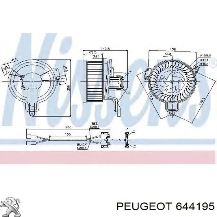 Ventilador habitáculo 644195 Peugeot/Citroen