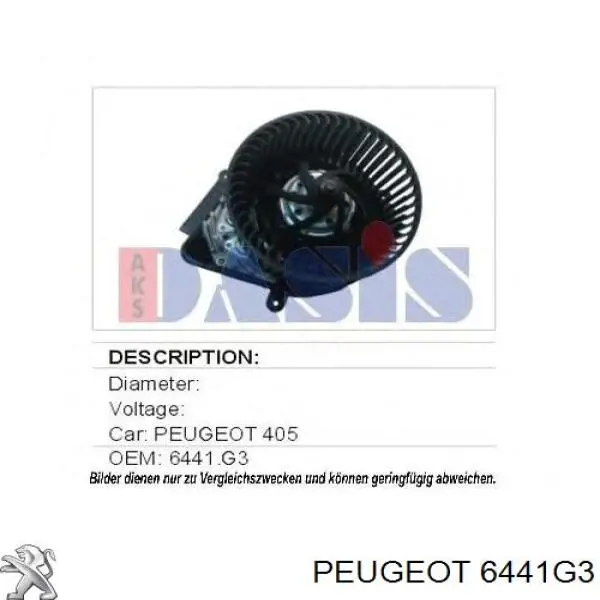 6441G3 Peugeot/Citroen motor eléctrico, ventilador habitáculo