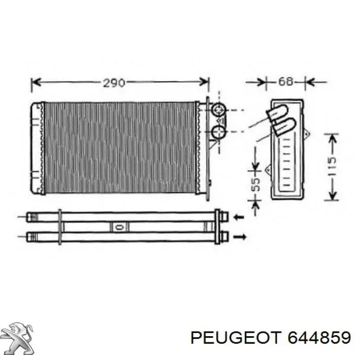 644859 Peugeot/Citroen radiador de calefacción