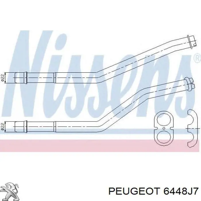 6448J7 Peugeot/Citroen Manguera doble del radiador de la calefacción