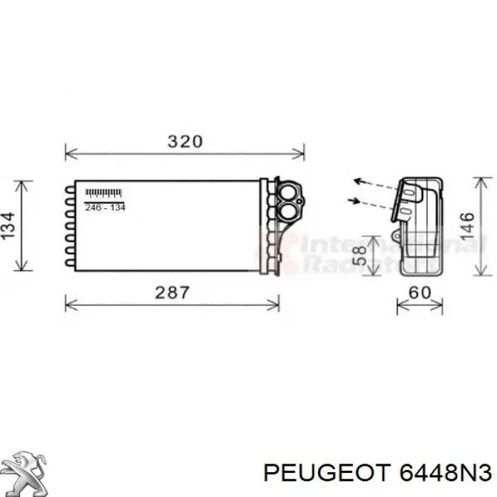 6448N3 Peugeot/Citroen radiador de calefacción