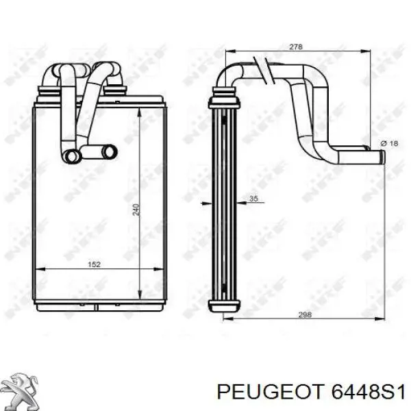 6448S1 Peugeot/Citroen radiador de calefacción