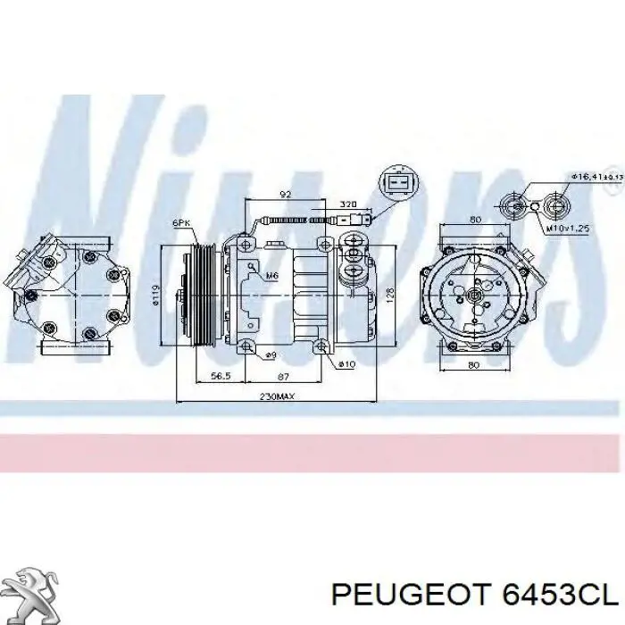 6453CL Peugeot/Citroen compresor de aire acondicionado