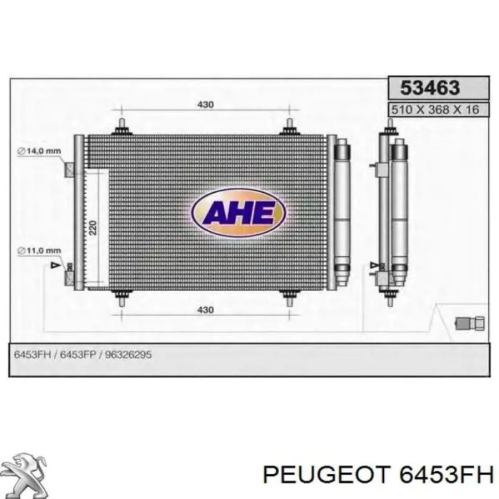 6453FH Peugeot/Citroen condensador aire acondicionado