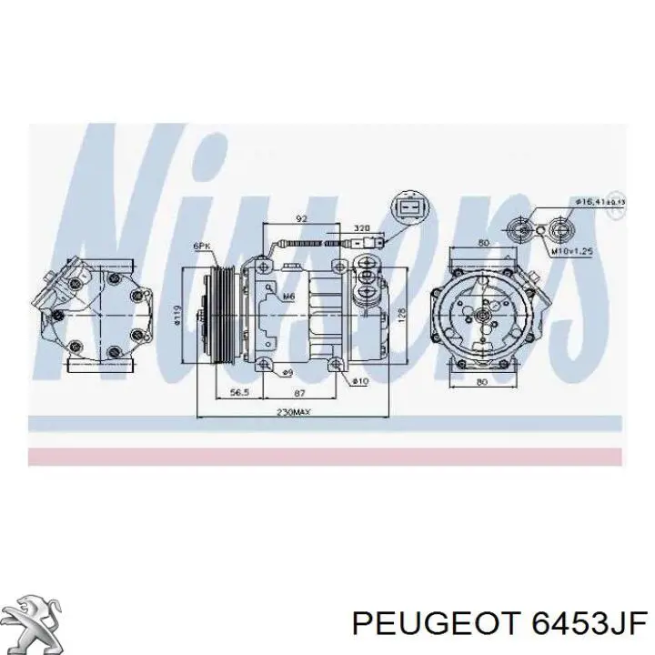 6453JF Peugeot/Citroen compresor de aire acondicionado