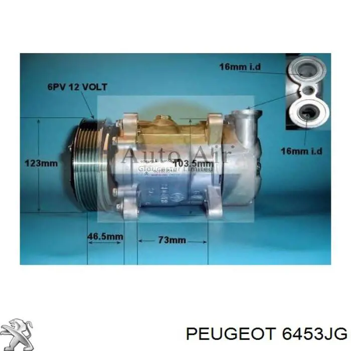 6453JG Peugeot/Citroen compresor de aire acondicionado