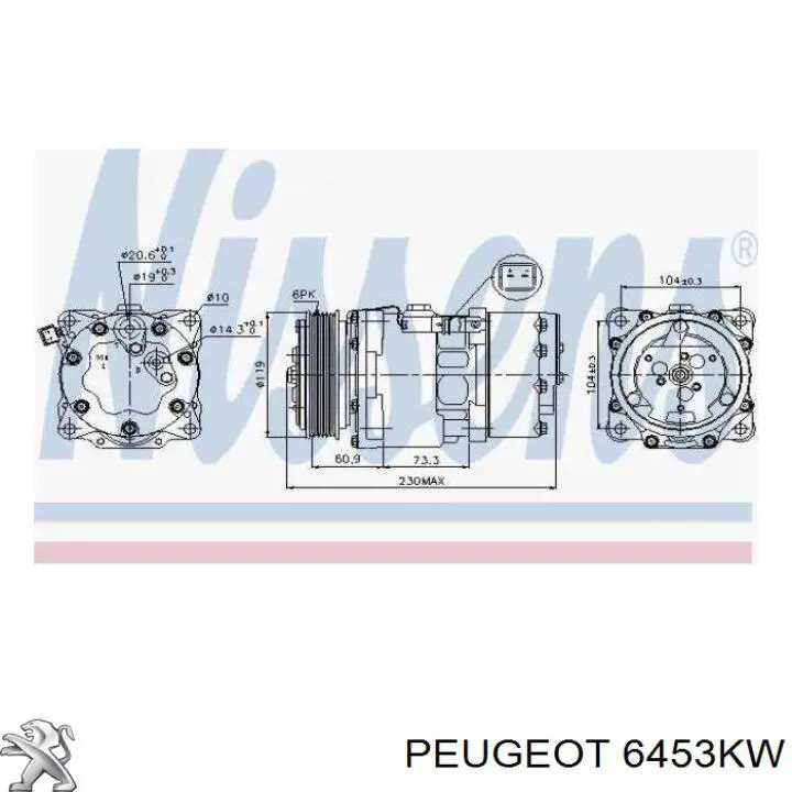 Compresor de aire acondicionado 6453KW Peugeot/Citroen