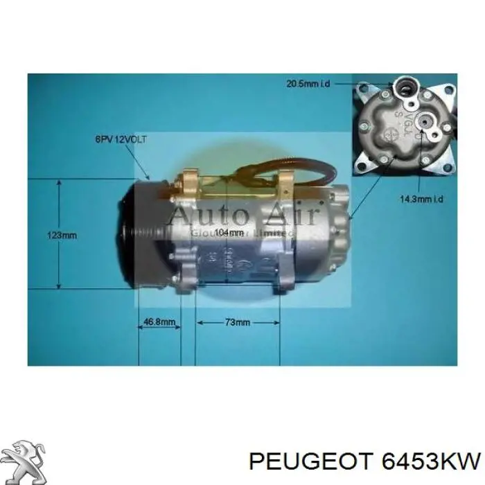 6453KW Peugeot/Citroen compresor de aire acondicionado