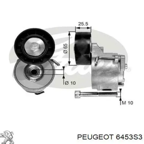 00006453S3 Peugeot/Citroen polea inversión / guía, correa poli v