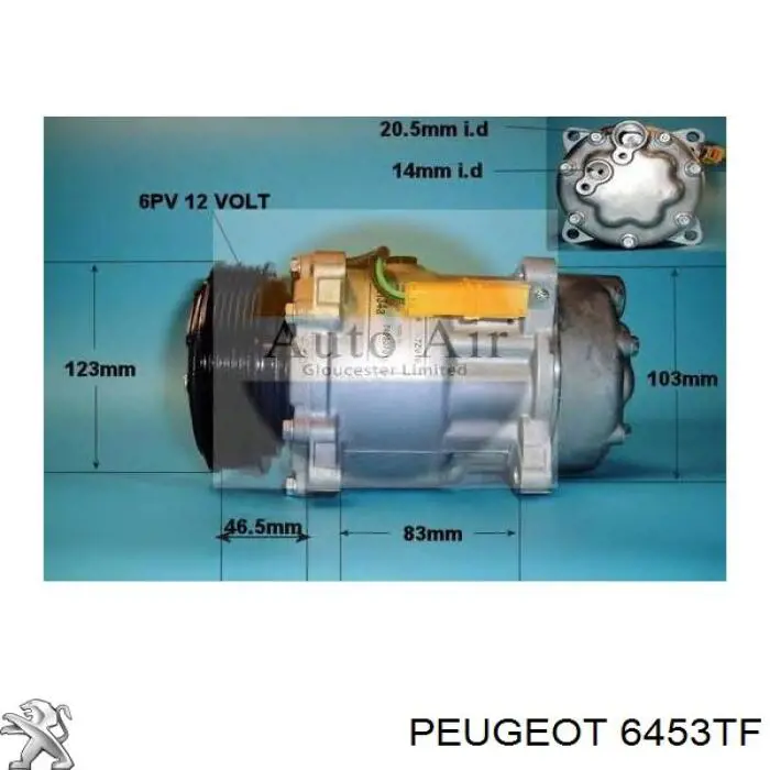 6453TF Peugeot/Citroen compresor de aire acondicionado