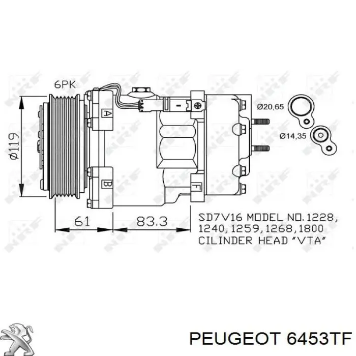 Compresor ac Peugeot/Citroen 6453TF precio, desde 89,48 EUR