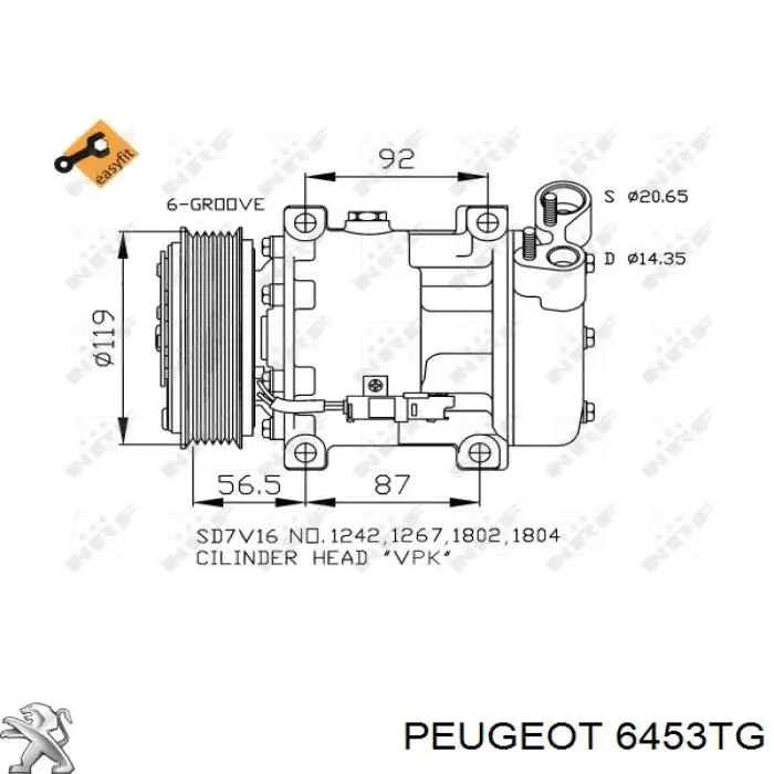 Compresor de aire acondicionado Peugeot Expert VF