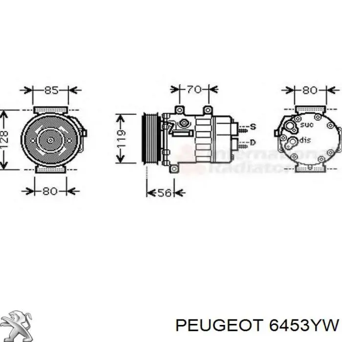 Comprar 6453YW Peugeot/Citroen Compresor de aire acondicionado coche