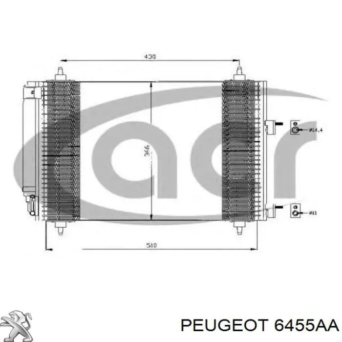 6455AA Peugeot/Citroen condensador aire acondicionado