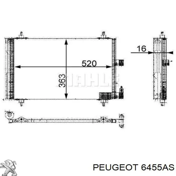 6455AS Peugeot/Citroen condensador aire acondicionado