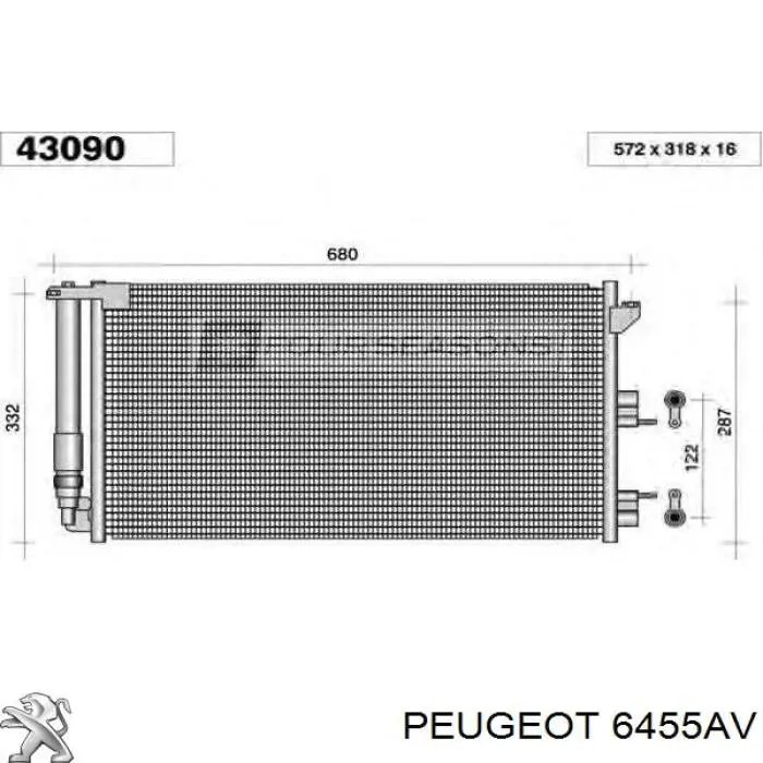 Condensador aire acondicionado 6455AV Peugeot/Citroen