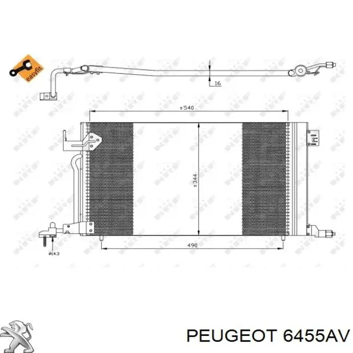 6455AV Peugeot/Citroen condensador aire acondicionado
