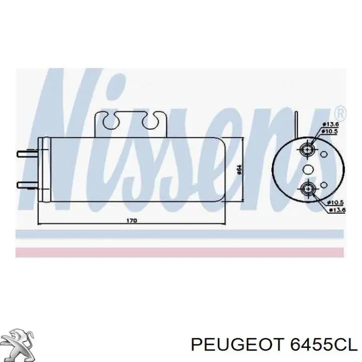 6455CL Peugeot/Citroen receptor-secador del aire acondicionado