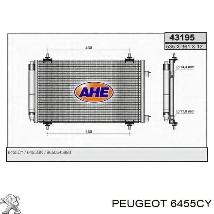 Aire acondicionado capacitor Peugeot/Citroen 6455CY precio, desde 82,58 EUR