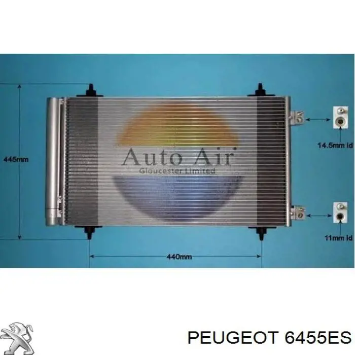 6455ES Peugeot/Citroen condensador aire acondicionado
