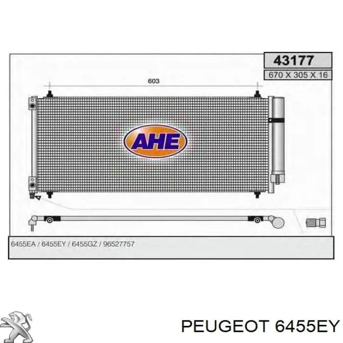 Comprar 6455EY Peugeot/Citroen Condensador de aire acondicionado