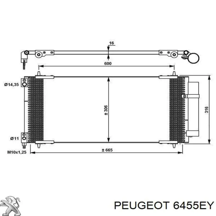Aire acondicionado capacitor Peugeot/Citroen 6455EY precio, desde 105,69 EUR