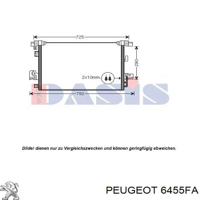 6455FA Peugeot/Citroen condensador aire acondicionado
