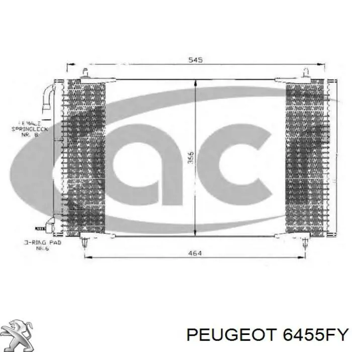 Comprar 6455FY Peugeot/Citroen Condensador de aire acondicionado