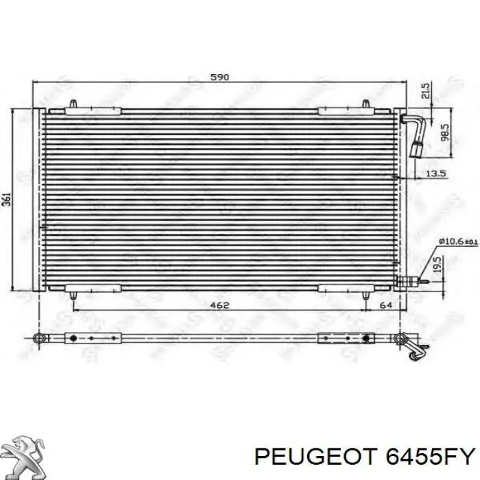 6455FY Peugeot/Citroen condensador aire acondicionado