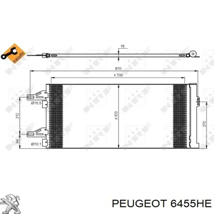 6455HE Peugeot/Citroen condensador aire acondicionado