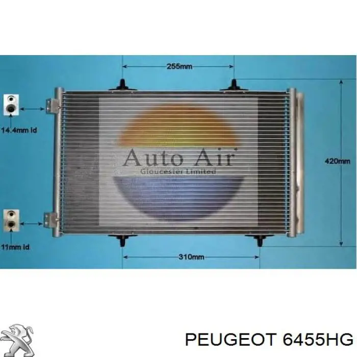 6455HG Peugeot/Citroen condensador aire acondicionado