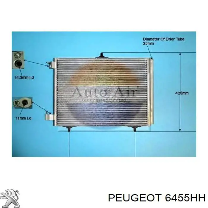 6455HH Peugeot/Citroen condensador aire acondicionado