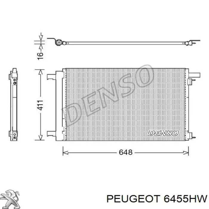 6455HW Peugeot/Citroen Radiador de aire acondicionado